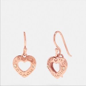 NWT Coach Rose Gold Heart Earrings